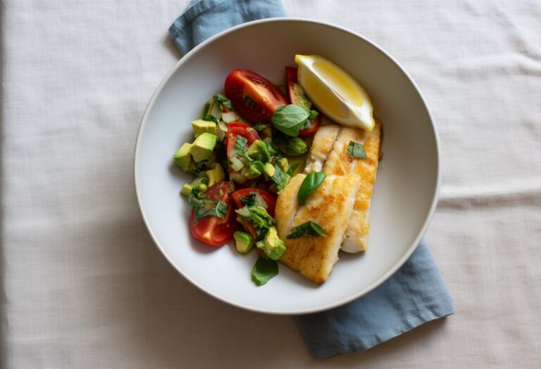 Tomati-avokaadosalat grillitud kalaga